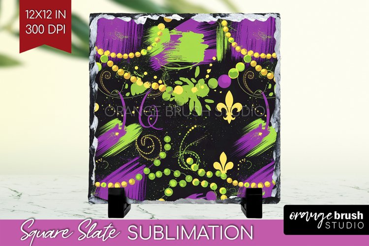 Mardi Gras Slate PNG - Carnival Square Slate Sublimation
