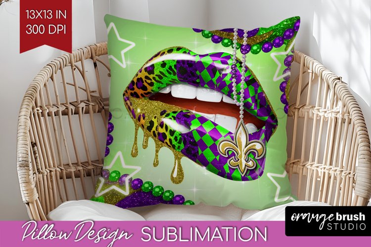 Mardi Gras Pillow Sublimation - Carnival Pillow Cover PNG