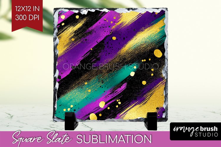 Mardi Gras Slate PNG - Carnival Square Slate Sublimation