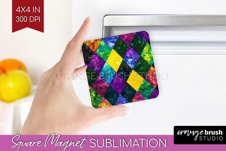 Mardi Gras Magnet Sublimation - Carnival Square Magnet PNG