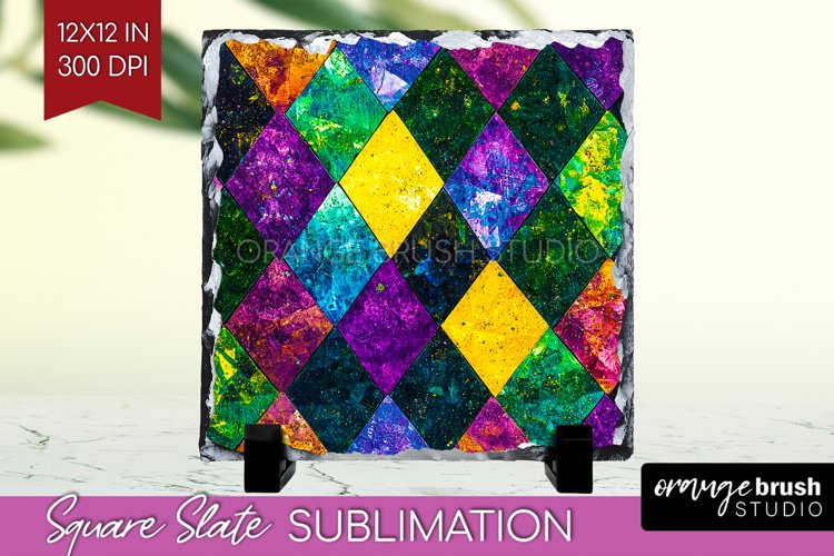 Mardi Gras Slate PNG - Carnival Square Slate Sublimation