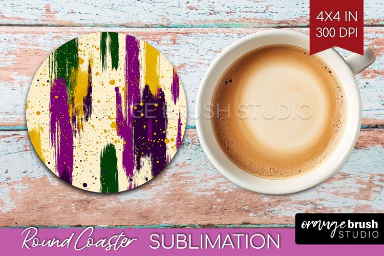 Mardi Gras Round Coaster - Carnival Coaster PNG Sublimation