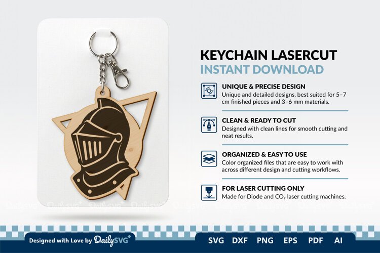 Medieval Helmet Geometric Keychain SVG | Knight Design example image 1