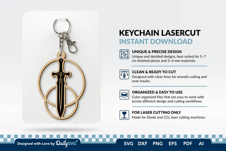 Medieval Sword Keychain SVG | Knight Sword Cut File