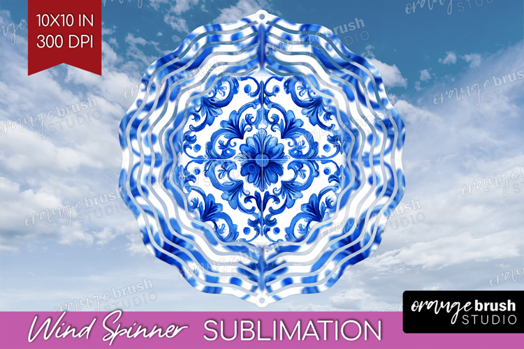 Mediterranean Wind Spinner Sublimation PNG - Italian Tile