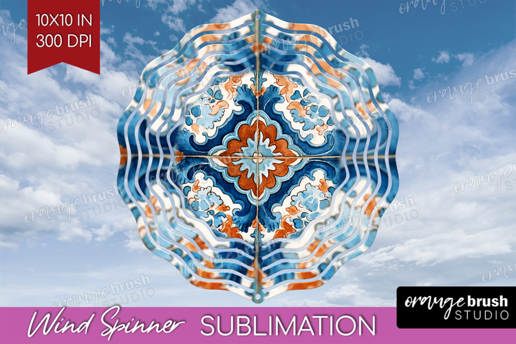 Mediterranean Wind Spinner Sublimation PNG - Italian Tile