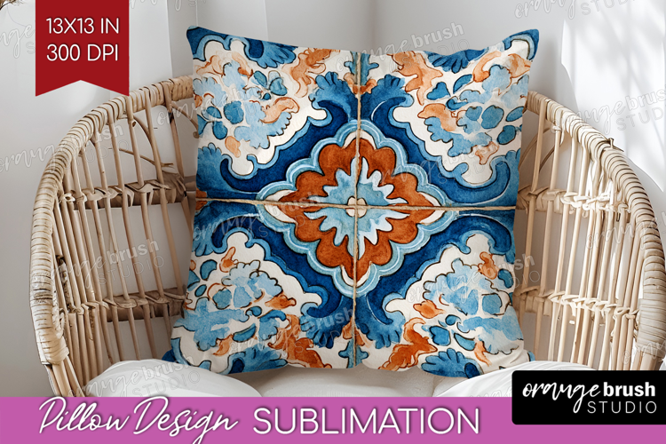 Mediterranean Pillow Sublimation - Italian Tile Pillow Cover