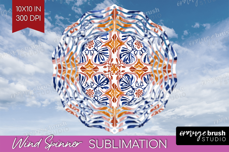 Mediterranean Wind Spinner Sublimation PNG - Italian Tile