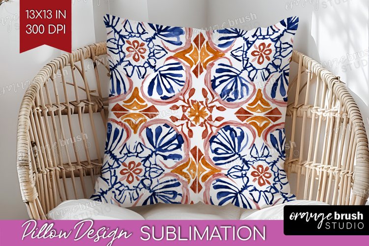 Mediterranean Pillow Sublimation - Italian Tile Pillow Cover