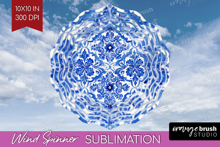 Mediterranean Wind Spinner Sublimation PNG - Italian Tile