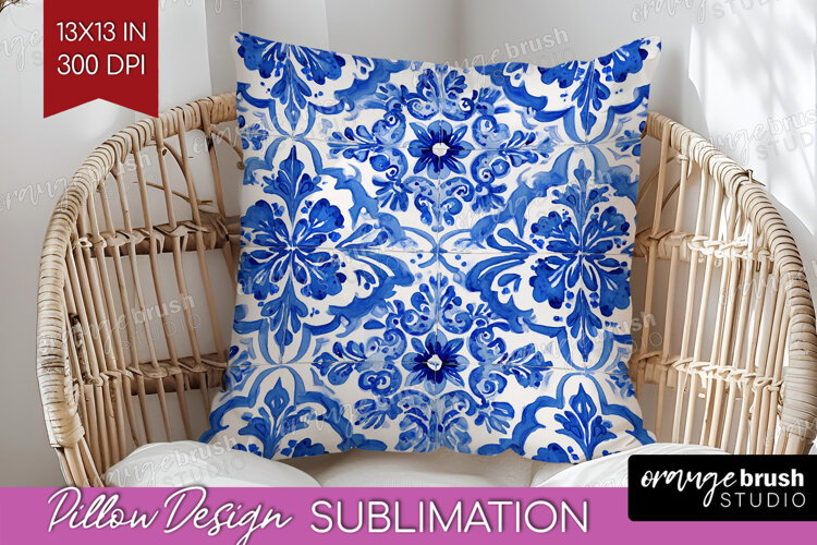 Mediterranean Pillow Sublimation - Italian Tile Pillow Cover example image 1