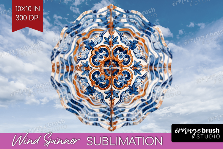 Mediterranean Wind Spinner Sublimation PNG - Italian Tile