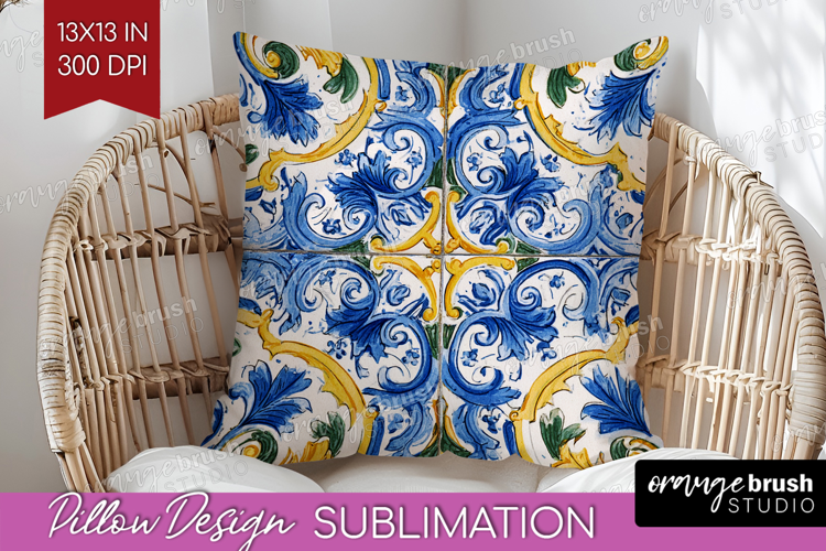 Mediterranean Pillow Sublimation - Italian Tile Pillow Cover