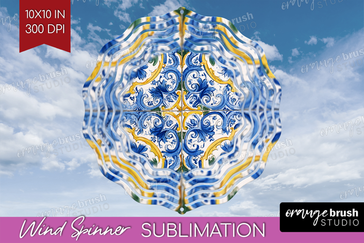 Mediterranean Wind Spinner Sublimation PNG - Italian Tile