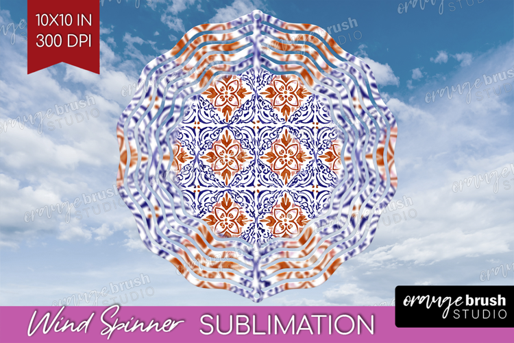 Mediterranean Wind Spinner Sublimation PNG - Italian Tile