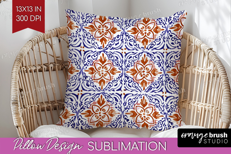 Mediterranean Pillow Sublimation - Italian Tile Pillow Cover