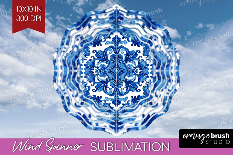 Mediterranean Wind Spinner Sublimation PNG - Italian Tile