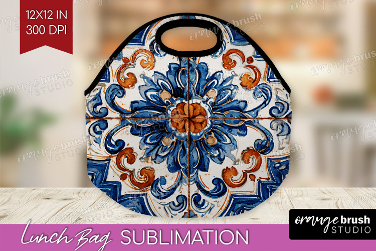 Mediterranean Lunch Bag - Italian Tile Lunch Bug PNG