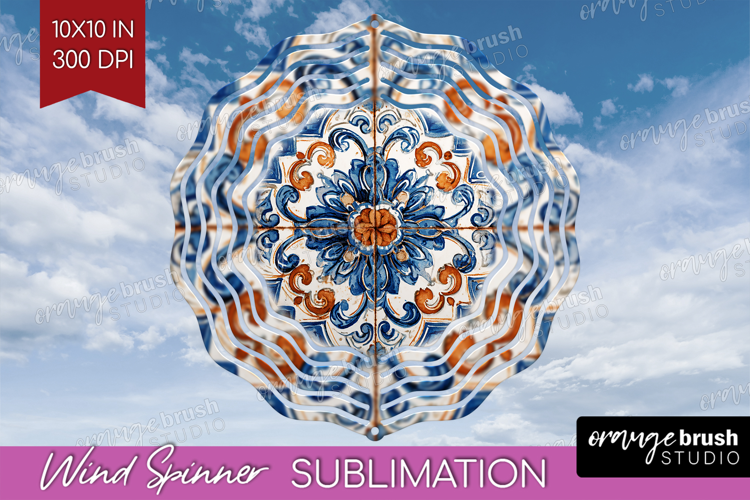 Mediterranean Wind Spinner Sublimation PNG - Italian Tile