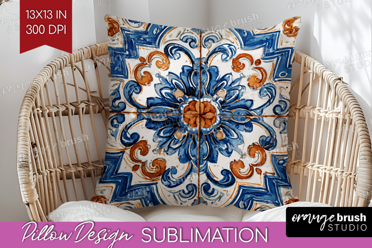 Mediterranean Pillow Sublimation - Italian Tile Pillow Cover