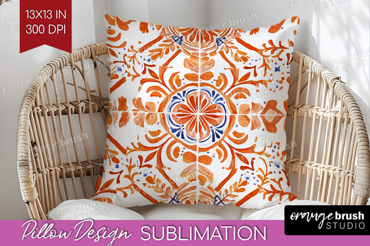 Mediterranean Pillow Sublimation - Italian Tile Pillow Cover example image 1