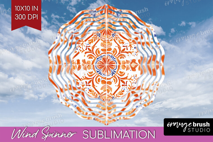 Mediterranean Wind Spinner Sublimation PNG - Italian Tile example image 1