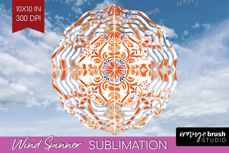 Mediterranean Wind Spinner Sublimation PNG - Italian Tile