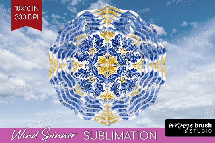 Mediterranean Wind Spinner Sublimation PNG - Italian Tile