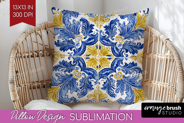 Mediterranean Pillow Sublimation - Italian Tile Pillow Cover