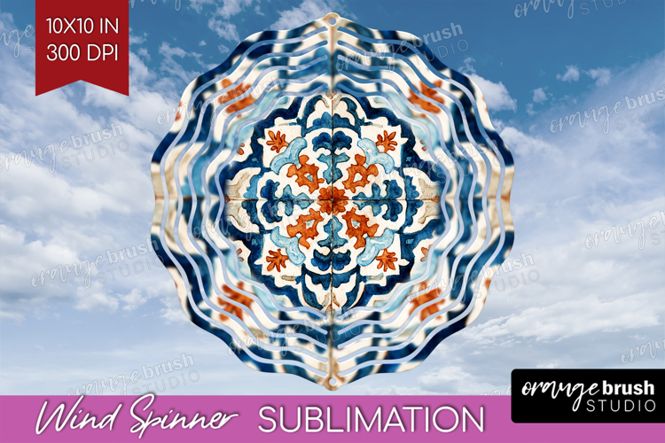 Mediterranean Wind Spinner Sublimation PNG - Italian Tile