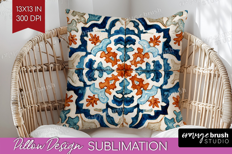 Mediterranean Pillow Sublimation - Italian Tile Pillow Cover