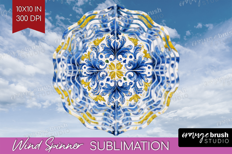 Mediterranean Wind Spinner Sublimation PNG - Italian Tile