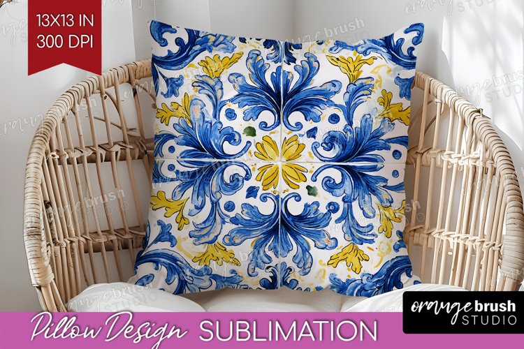 Mediterranean Pillow Sublimation - Italian Tile Pillow Cover