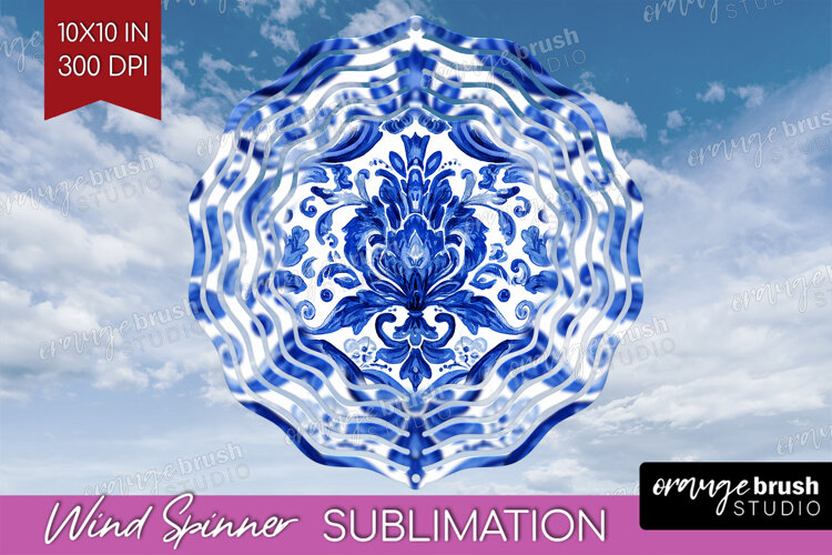 Mediterranean Wind Spinner Sublimation PNG - Italian Tile example image 1
