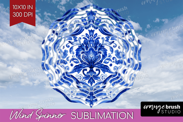 Mediterranean Wind Spinner Sublimation PNG - Italian Tile