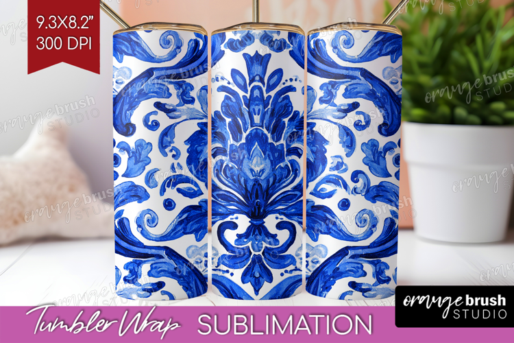 Mediterranean Tumbler Wrap - Italian Tile Tumbler PNG