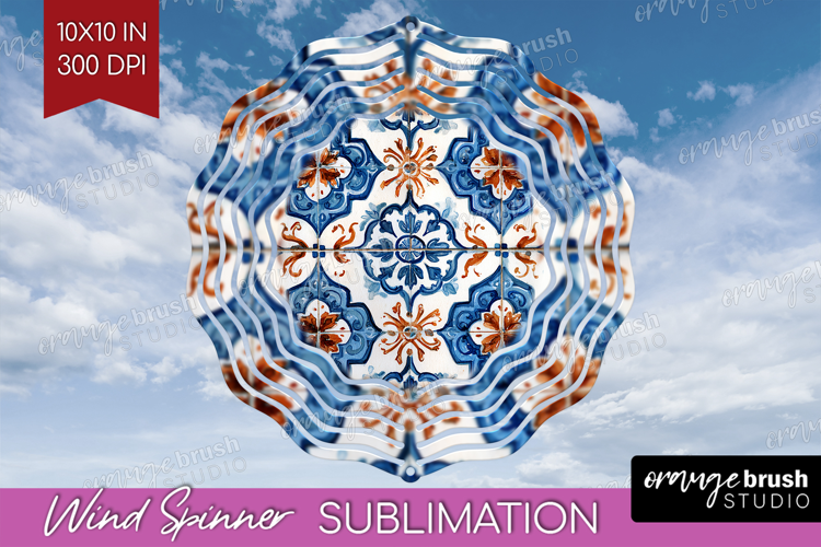 Mediterranean Wind Spinner Sublimation PNG - Italian Tile