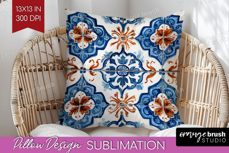 Mediterranean Pillow Sublimation - Italian Tile Pillow Cover