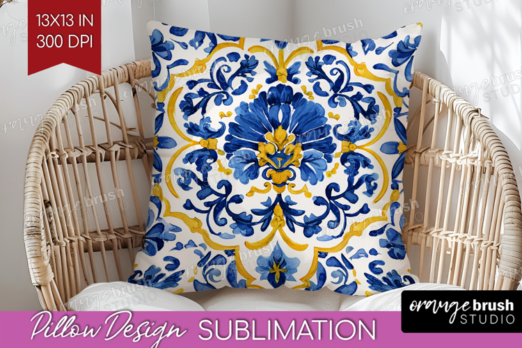 Mediterranean Pillow Sublimation - Italian Tile Pillow Cover