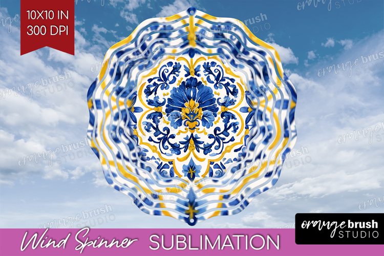 Mediterranean Wind Spinner Sublimation PNG - Italian Tile