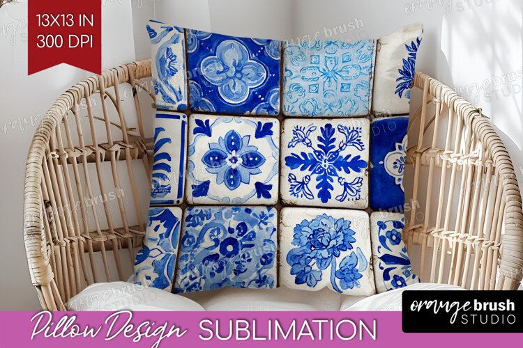 Mediterranean Pillow Sublimation - Italian Tile Pillow Cover example image 1