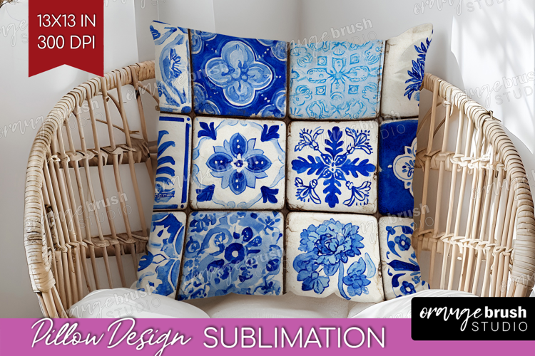 Mediterranean Pillow Sublimation - Italian Tile Pillow Cover