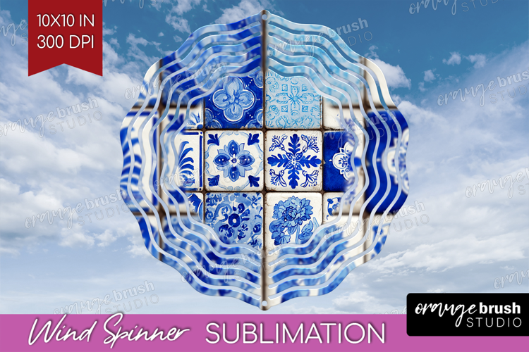 Mediterranean Wind Spinner Sublimation PNG - Italian Tile
