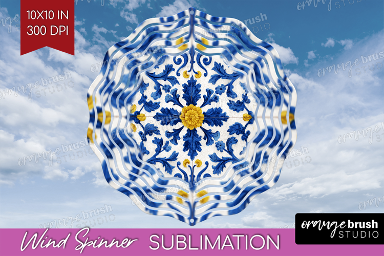 Mediterranean Wind Spinner Sublimation PNG - Italian Tile