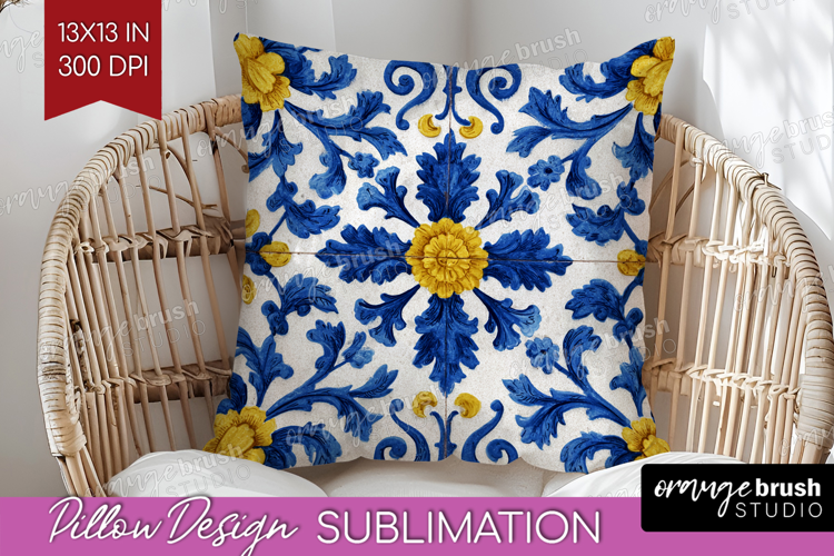 Mediterranean Pillow Sublimation - Italian Tile Pillow Cover
