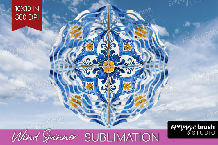 Mediterranean Wind Spinner Sublimation PNG - Italian Tile example image 1