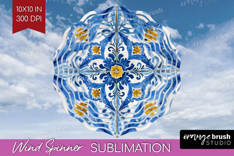 Mediterranean Wind Spinner Sublimation PNG - Italian Tile