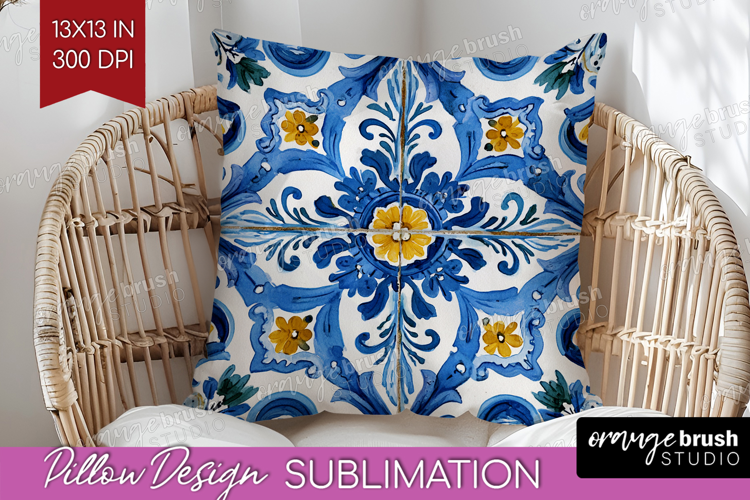 Mediterranean Pillow Sublimation - Italian Tile Pillow Cover