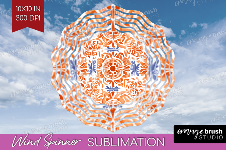 Mediterranean Wind Spinner Sublimation PNG - Italian Tile