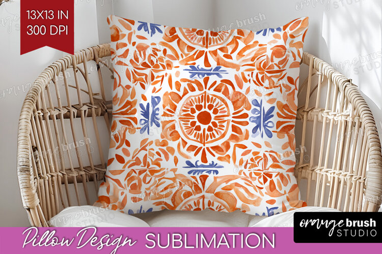Mediterranean Pillow Sublimation - Italian Tile Pillow Cover example image 1